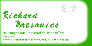 richard matsovics business card